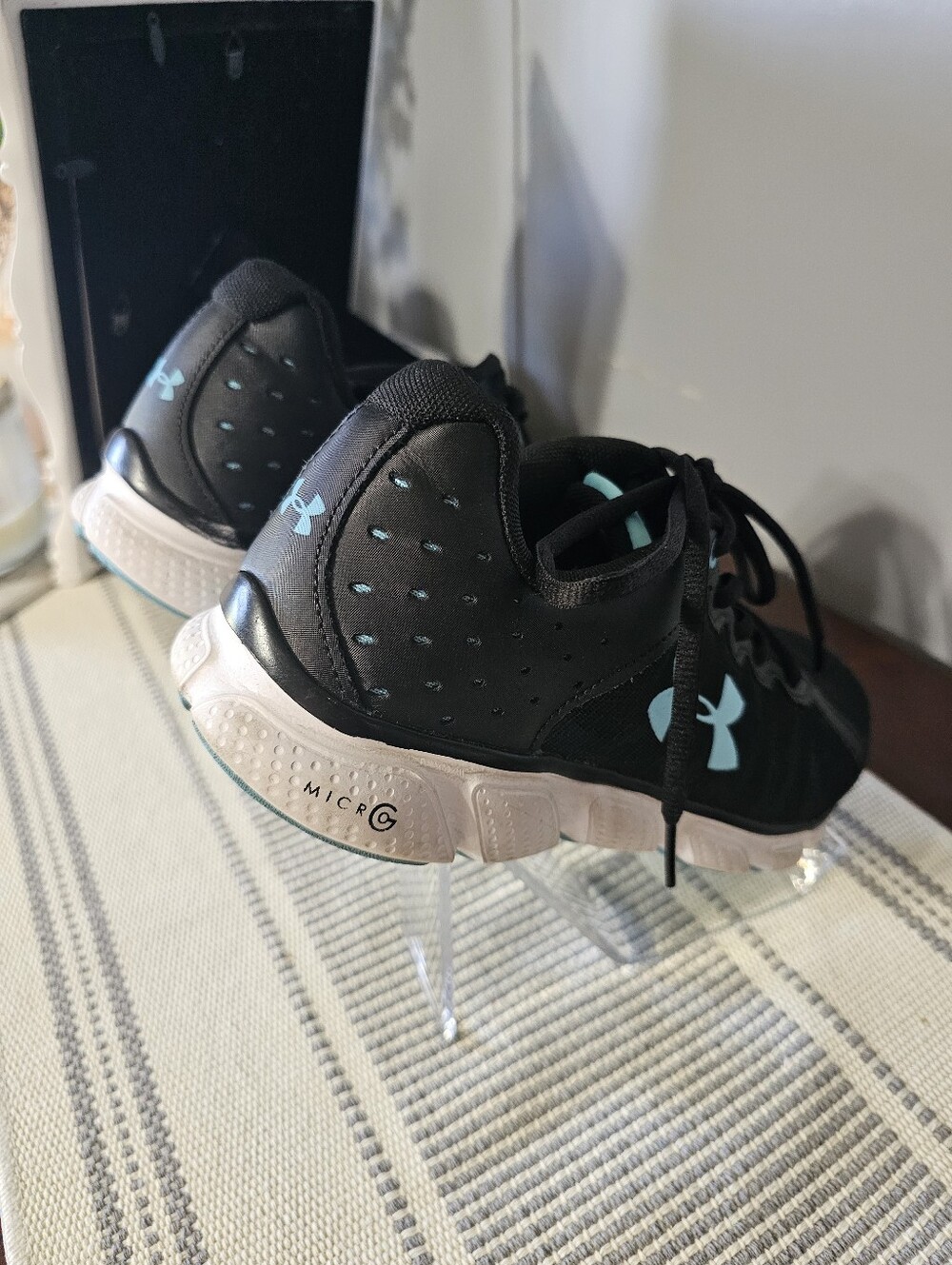 Under Armour Black Sneakers with Aqua Logo Accents - Picture 5 of 11